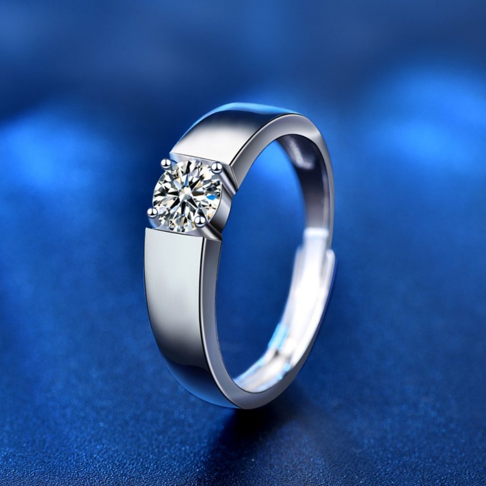 Certified 2ct. t.w. Moissanite Diamond Men's Engagement Ring NEW - Picture 4 of 8